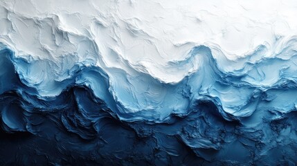 Leinwandbilder - Abstract Waves in White and Blue Tones with Textured Layers Creating a Fluid Artistic Background Design