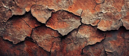 Poster - Cracked rusted metal texture with weathered surface and layered corrosion patterns