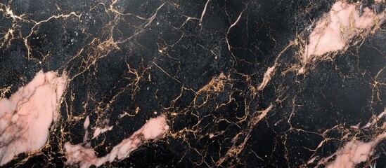 Poster - Black and pink marble texture with gold veining suitable for background or design applications Copy Space