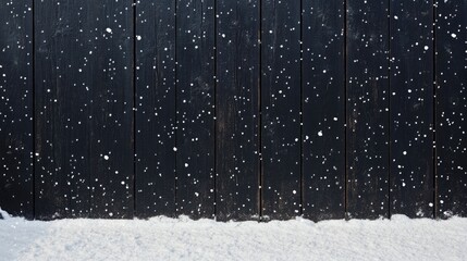 Poster - Textured Black Panel Winter Background with Snow and Empty Copyspace for Text Usage