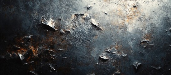 Poster - Textured abstract surface with peeling paint and rust, dark and moody tones, industrial background with Copy Space for text.