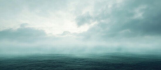 Poster - Serene Ocean Landscape with Misty Atmosphere and Ample Copy Space for Text in a Tranquil Natural Setting