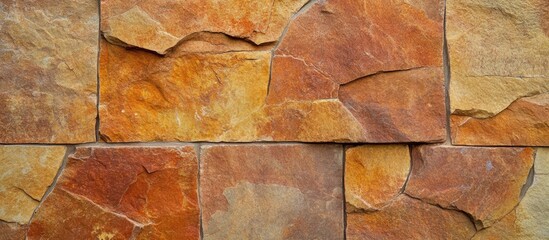 Poster - Rustic stone wall texture with varying shades of brown and orange tones