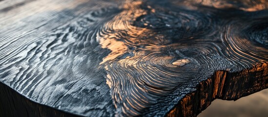 Poster - Close-up of textured live edge wooden surface with rich grain patterns and natural colors