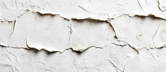 Poster - Textured white wall with peeling paint revealing a distressed surface and Copy Space for text placement