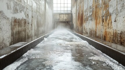 Poster - Top view of wet sheet pulp in a paper mill showcasing condensed material with empty space for customizable text or graphics