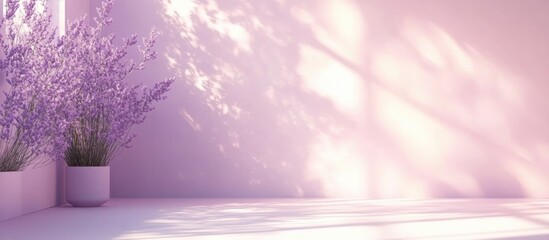 Poster - Lavender Season Postcard Design with Generous Empty Space for Text and Soft Shadow Play in a Serene Indoor Setting