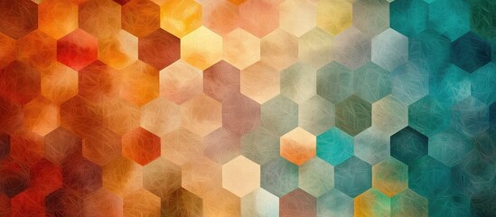 Fototapete - Colorful Hexagonal Pattern Background for Modern Design Featuring Soft Textures and Copyspace for Creative Text or Visual Elements