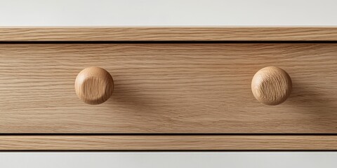 Poster - Minimalist wooden drawer design with rounded knobs showcasing empty space for text ideal for interior decor applications