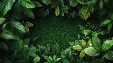 Poster - Lush Green Forest Foliage Creating a Natural Background with Open Space for Text and Design Elements