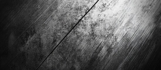 Fototapete - Textured abstract background with dark tones and linear scratches exhibiting a metallic appearance and copy space.