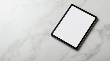 Poster - Modern Tablet Mockup on Marble Surface with Blank Screen for Digital Display and Design Applications
