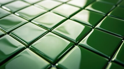 Fototapete - Three Dimensional Glossy Green Tile Background with Spacious Copy Area for Text and Design Elements