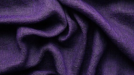 Poster - Dark Purple Cotton Wax Canvas Fabric Texture with Smooth Creases and Empty Space for Text or Design Elements