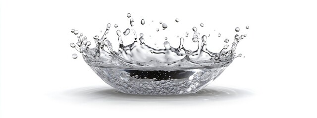 Poster - Water Splash on White Background Creating Dynamic Shapes with Space for Text or Design Elements