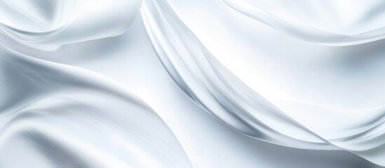 Poster - Smooth white silk fabric texture with flowing folds and ample space for text or design elements suitable for backgrounds and presentations.