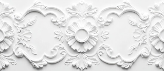 Poster - Elegant White Textured Panel Background with Decorative Elements for Customizable Text Space
