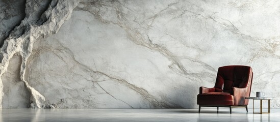 Poster - Elegant white marble wall texture with natural patterns and ample negative space for text and design elements in a modern interior setting.
