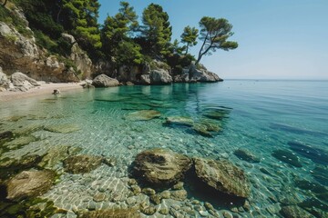 Wall Mural - Calm clear sea outdoors nature beach.