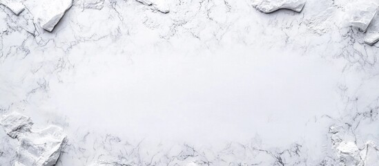 Poster - Blank white paper on elegant marble table surface with ample room for text or design elements. Ideal for marketing or stationery use.