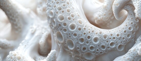 Poster - detailed texture of white kraken structure with close-up focus and ample negative space for text ove
