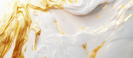 Poster - Elegant White Marble with Golden Veins and Ample Space for Custom Text or Branding Elements