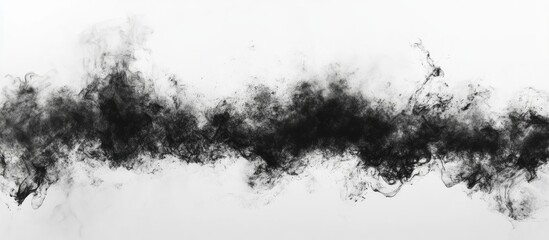 Leinwandbilder - Abstract Ink Art Foggy Black and White Background Dynamic Brush Stroke Design for Big Data Concept with Empty Copyspace for Text