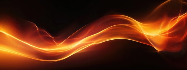 Poster - Abstract Background with Glowing Flowing Lines in Warm Colors and Space for Text Ideal for Web and Print Design Applications