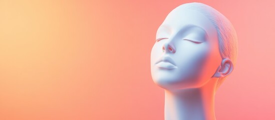 Poster - White mannequin head for fashion displays on vibrant gradient background with ample negative space for branding or advertising text