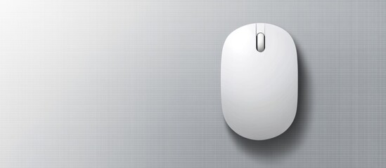Poster - Minimalist White Computer Mouse on Grey Background with Generous Space for Text or Design Elements