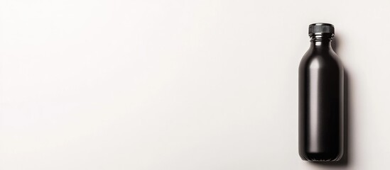 Poster - Black water bottle on white background with ample empty space for customizable text or branding elements