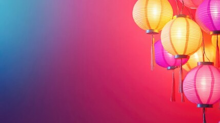 Poster - Colorful Diwali Lanterns Festive Background with Blank Space for Text Perfect for Sales and Celebrations