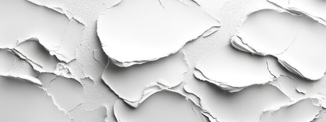 Poster - textured white and silver relief background with abstract fragmented layers and ample empty space fo