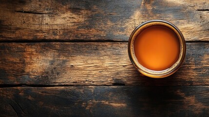 Aufkleber - Espresso coffee in a spherical glass cup on a rustic wooden table with ample copyspace for text or branding.