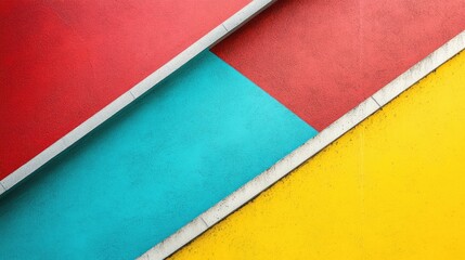 Poster - Colorful abstract composition featuring diagonal lines in red, blue, and yellow with ample copyspace for text or graphics integration.