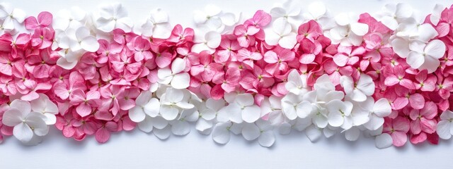 Poster - White and Pink Floral Background with Petals and Empty Space for Text or Design Use in Creative Projects