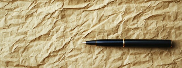 Poster - Weathered Curling Paper with a Black Glowing Pen and Blank Space for Text or Message Writing Ideal for Creative Designs and Advertisements