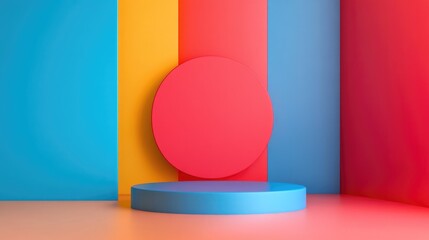 Poster - Dynamic Colorful Background with Empty Space for Text Featuring a Circular Element and Vibrant Contrasts in Contemporary Design
