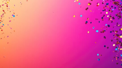 Poster - Colorful Confetti Shower at a Festive Celebration with Bright Gradient Background and Space for Text or Creative Designs