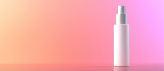 Poster - Elegant white airless dispenser bottle on a vibrant gradient background with ample space for branding or product information.