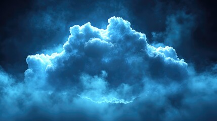 Poster - Cloud computing concept with illuminated cloud above dark background representing advanced data storage and processing technology