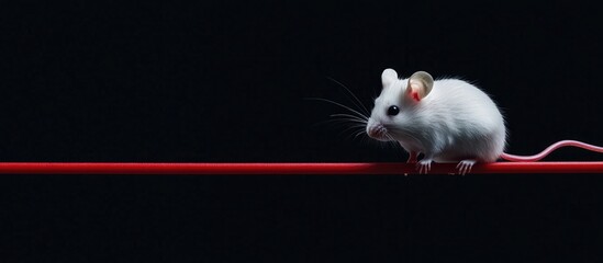 Poster - white mouse on a red line against a dark background with ample empty space for text and design eleme