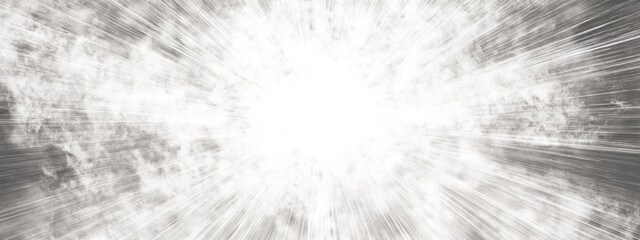Poster - Bright white light explosion effect background with space for text and audio crackle ambiance. Ideal for dynamic visual content and print.