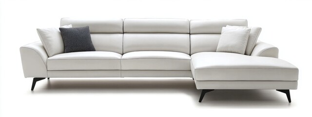 Poster - Elegant White Corner Sofa in Contemporary Kitchen Setting with Ample Space for Text and Styling.
