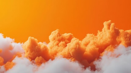 Aufkleber - Vibrant orange clouds against a bright background with ample empty space for text or graphic overlay in a serene sky setting