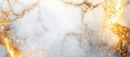 Poster - Elegant white marble texture featuring luxurious golden veining and a vast open area ideal for customizable text or branding elements.