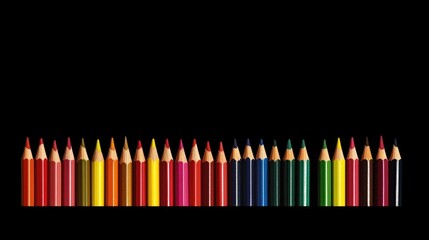 Aufkleber - Vibrant colored pencils arranged neatly with a blank space for text showcasing creativity and artistic expression
