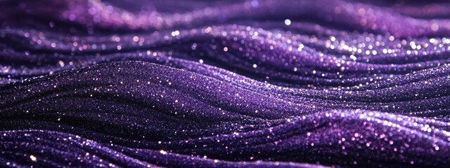 Poster - Purple sequined background with shimmering waves resembling a starry night sky creating an elegant space for text overlay or design elements