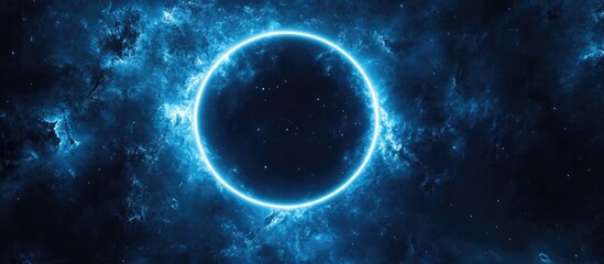 Aufkleber - Neon Blue Cosmic Background with Circular Light Highlighting Ample Space for Text or Design Elements