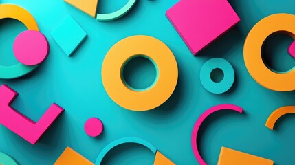 Poster - Colorful Geometric Shapes on Vibrant Background with Space for Text or Design Elements